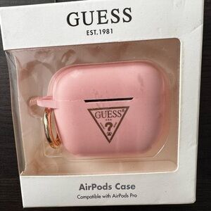 Guess Pink AirPods Case with Gold Keyring